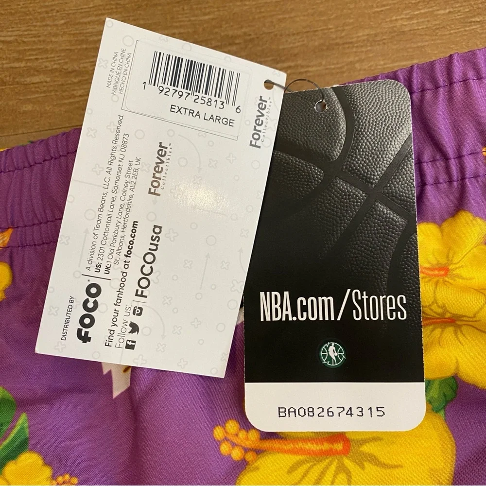 Los Angeles Lakers NBA Men’s Floral Slim Flit 5.5” Swim Trunks